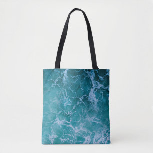Deep Blue Ocean Waves Tote Bag