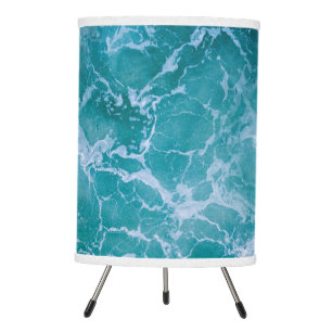 Deep Blue Ocean Waves Tripod Lamp