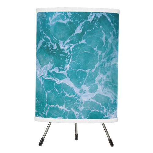 Deep Blue Ocean Waves Tripod Lamp