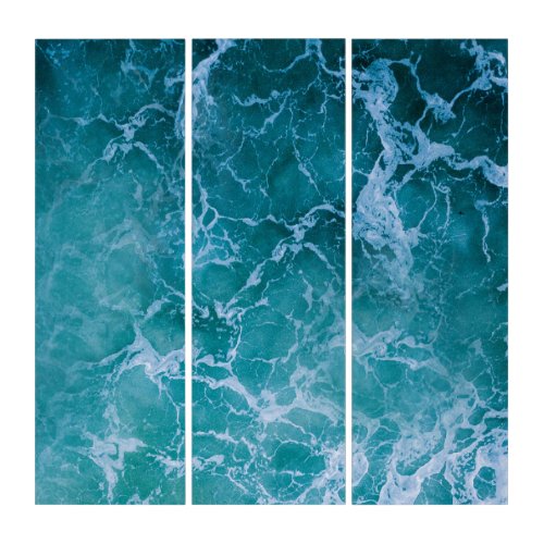 Deep Blue Ocean Waves Triptych