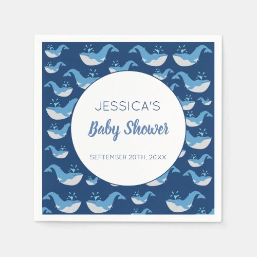 Deep Blue Ocean Whale Baby Boy Baby Shower Napkins