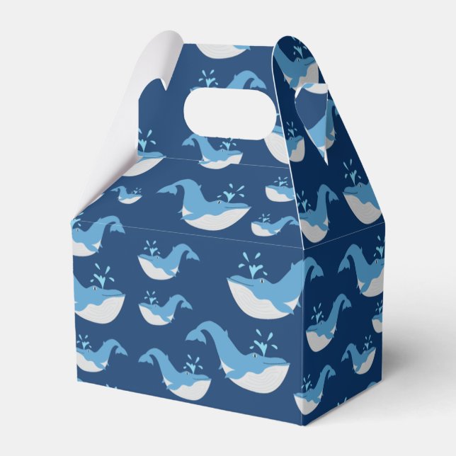 Deep Blue Ocean Whale Pattern Favor Boxes (Front Side)