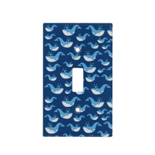 Deep Blue Ocean Whale Pattern Nursery Light Switch Cover