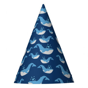 Deep Blue Ocean Whale Pattern Party Hat