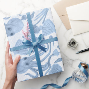 Deep Blue Octo Wrapping Paper