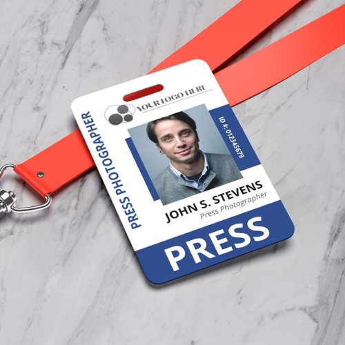 Deep Blue Photo  Logo Press ID Badge