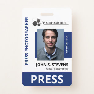 Deep Blue Photo & Logo Press ID Badge