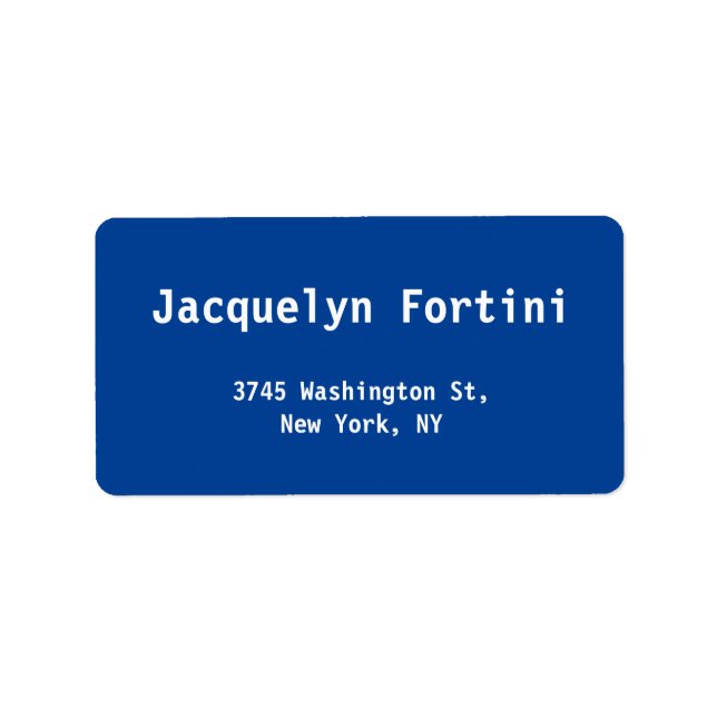 Deep Blue Plain Elegant Modern Minimalist Simple Label (Front)