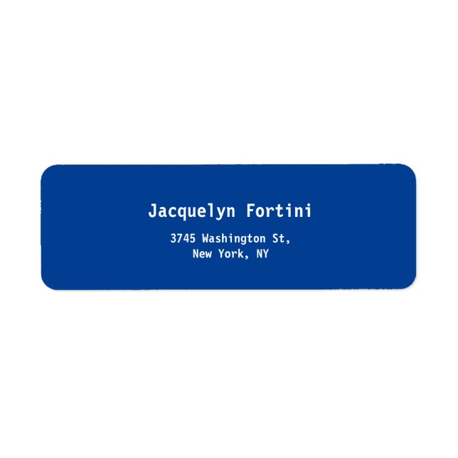 Deep Blue Plain Elegant Modern Minimalist Simple Label (Front)
