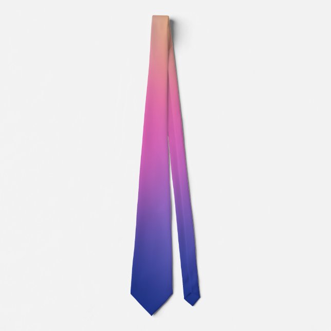 Deep blue Pretty pink Colorful Gradient Neck Tie (Front)
