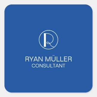 Deep Blue Professional Elegant Plain Monogram