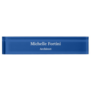 Deep Blue Professional Plain Modern Elegant Desk Name Plate