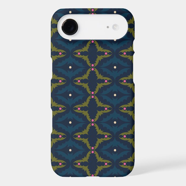 Deep Blue Retro Vintage Pattern  iPhone Case (Back)