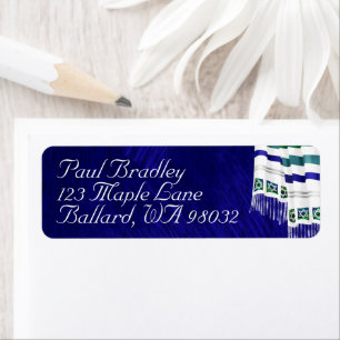 Deep Blue Return Address Label w/ Tallit