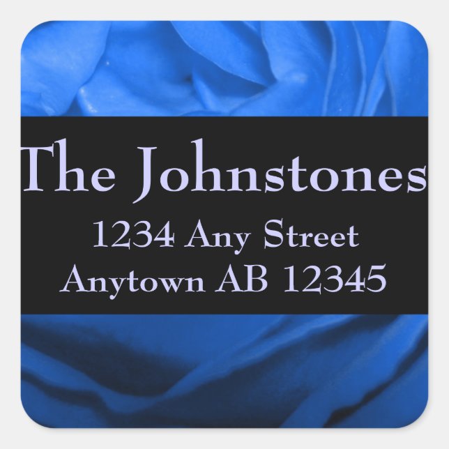Deep Blue Rose Wedding Return Address Label (Front)