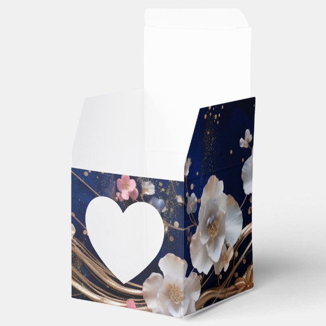 Deep Blue Scattered Flowers Favor Boxes (Opened)