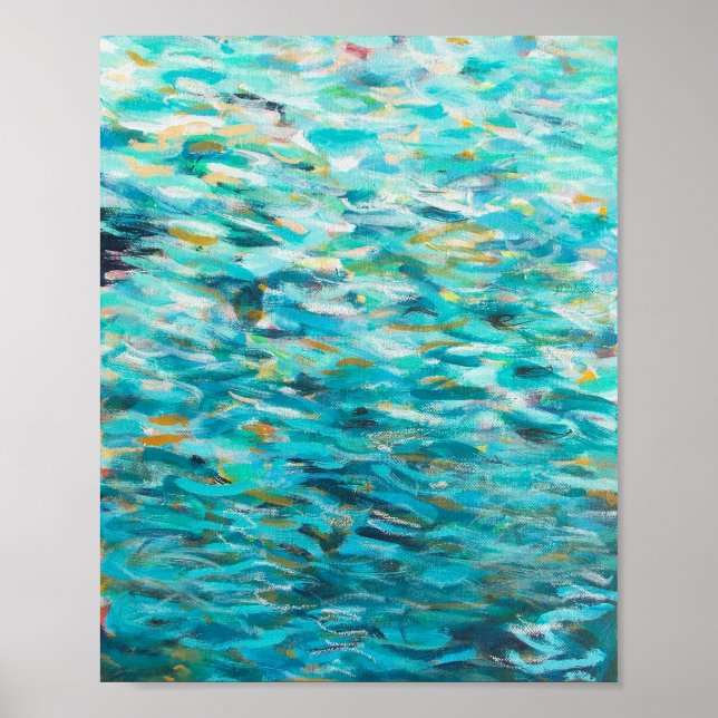 Deep Blue Sea 8x10 Ocean Abstract Painting Print (Front)