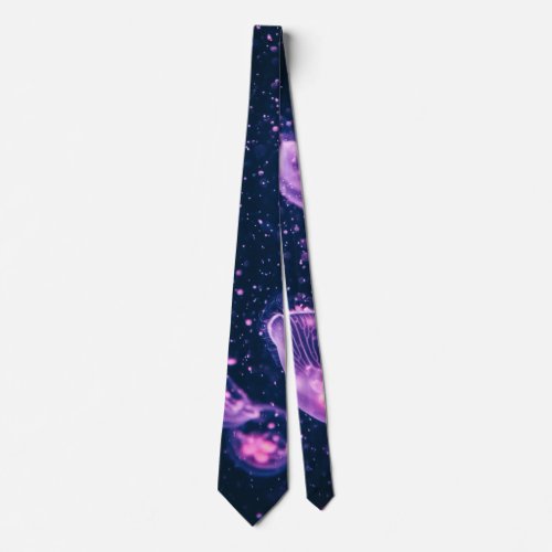 Deep Blue Sea  Magenta Jelly Fish Tie