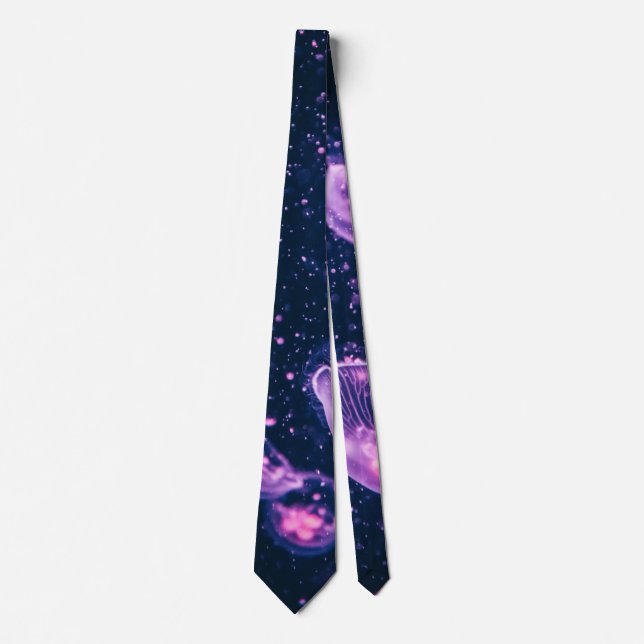 Deep Blue Sea & Magenta Jelly Fish Tie (Front)