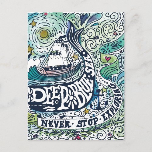 Deep Blue Sea Never Stop Exploring Postcard