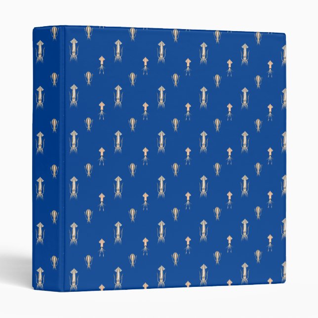 Deep Blue Sea Squid Pattern 3 Ring Binder (Front/Spine)