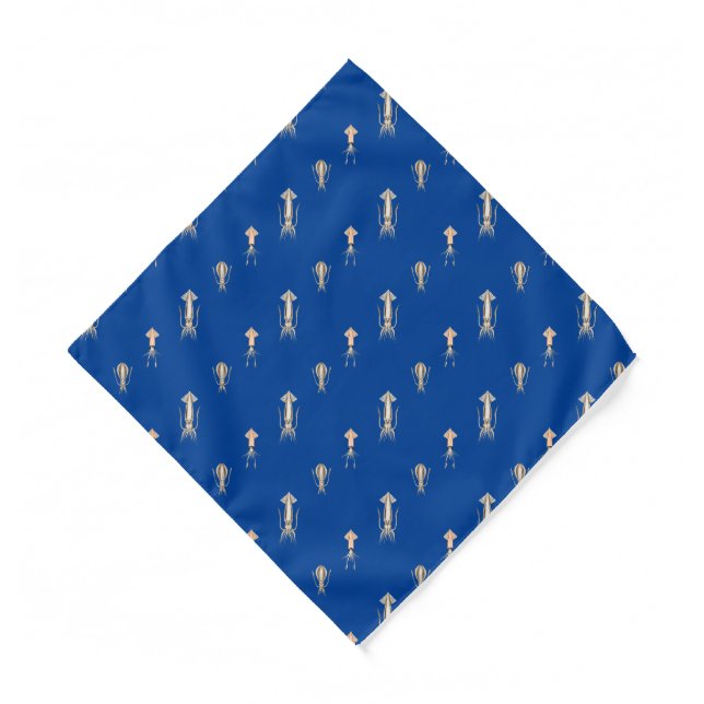 Deep Blue Sea Squid Pattern  Bandana (Front)