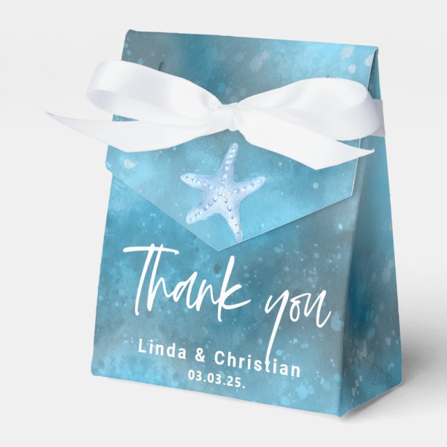 Deep Blue Sea Summer Wedding  Favor Boxes (Front Side)