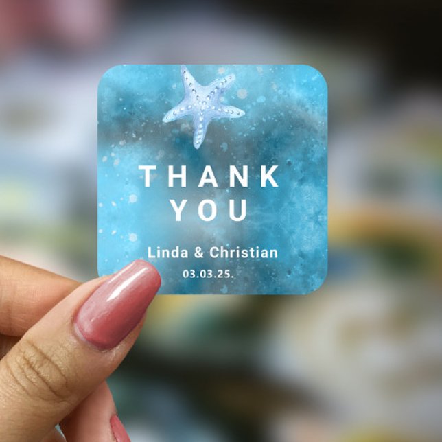 Deep Blue Sea Summer Wedding  Square Sticker (Creator Uploaded)