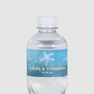 Deep Blue Sea Summer Wedding  Water Bottle Label
