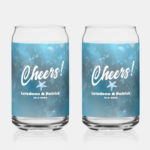 Deep Blue Sea Wedding  Can Glass