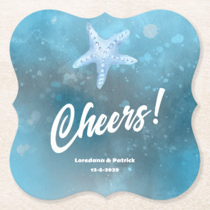 Deep Blue Sea Wedding Paper Coaster