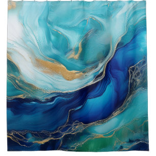 Deep Blue Serenity: An Abstract Seascape Shower Curtain