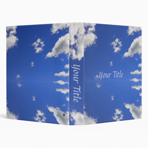 Deep Blue Sky White Fluffy Clouds Photo   3 Ring Binder