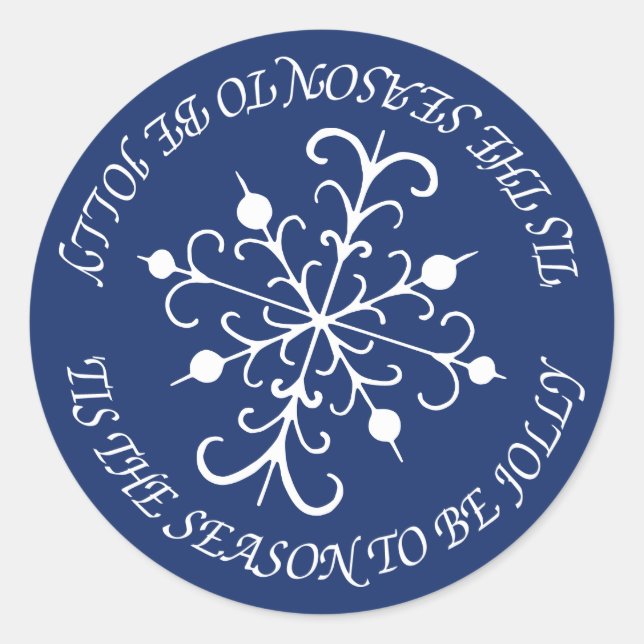 Deep Blue Snowflake Stickers (Front)