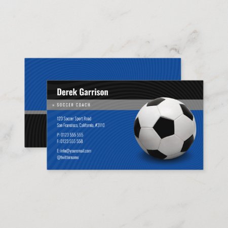 Deep Blue Soccer Coach | Sport Instructor Business Card