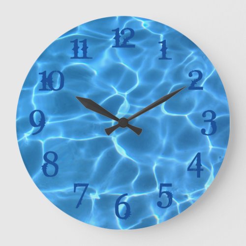 Deep Blue Splash Numbers Aqua Swimming Pool Large Clock