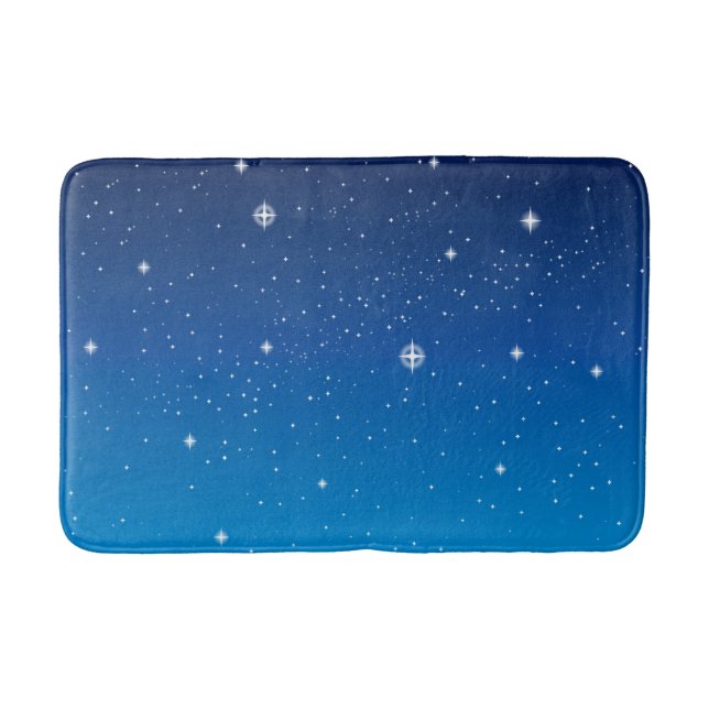Deep Blue Starry Night Sky Bathroom Mat (Front)