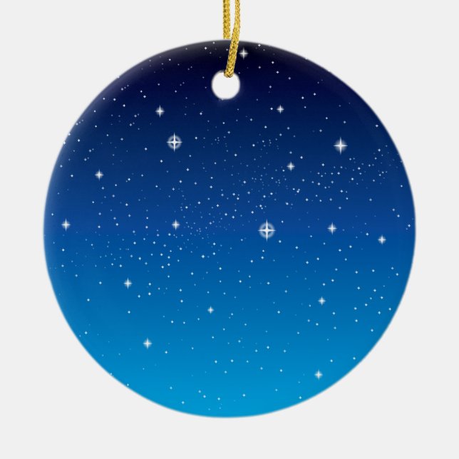 Deep Blue Starry Night Sky Ceramic Ornament (Front)