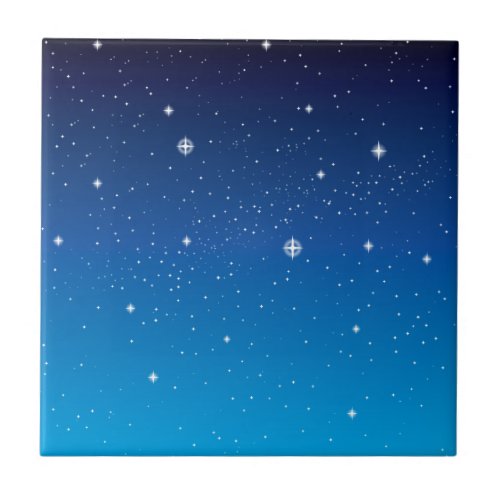 Deep Blue Starry Night Sky Ceramic Tile