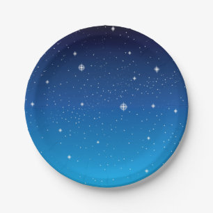 Deep Blue Starry Night Sky Paper Plates