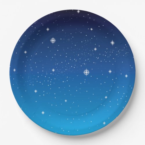 Deep Blue Starry Night Sky Paper Plates