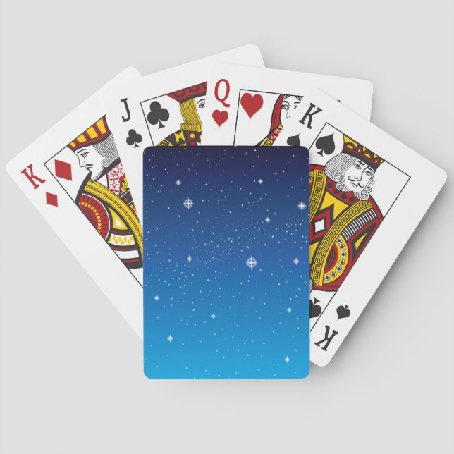 Deep Blue Starry Night Sky Poker Cards (Back)