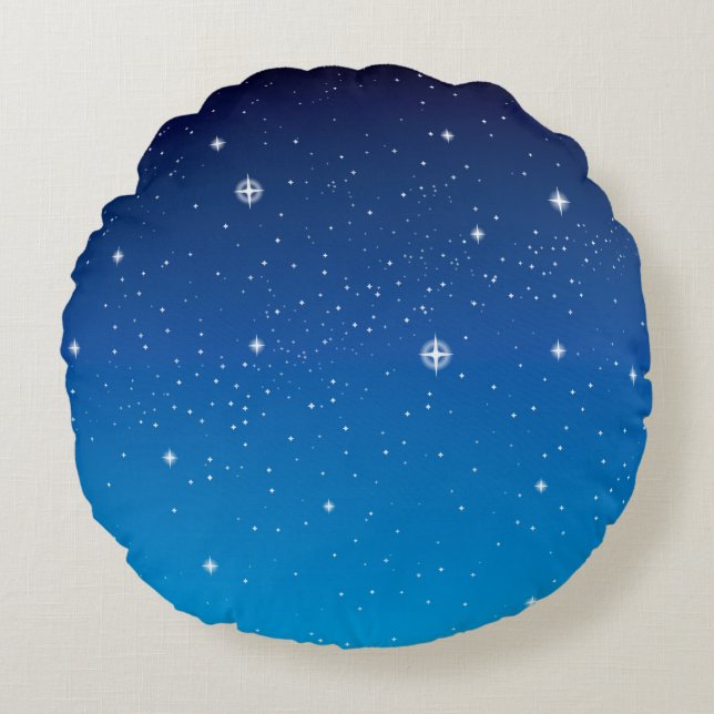 Deep Blue Starry Night Sky Round Pillow (Front)