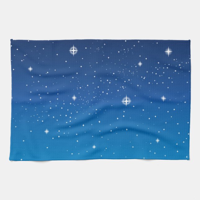 Deep Blue Starry Night Sky Towel (Horizontal)