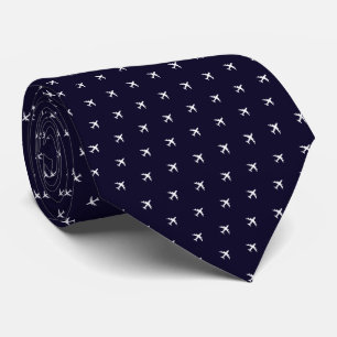 Deep Blue Tie of Small White Airplanes