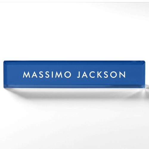 Deep Blue Trendy Modern Professional Desk Name Plate