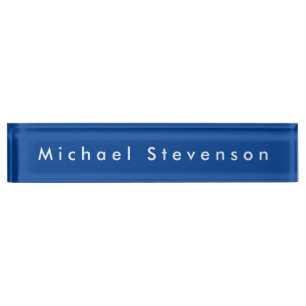 Deep Blue Trendy Modern Professional Desk Name Plate