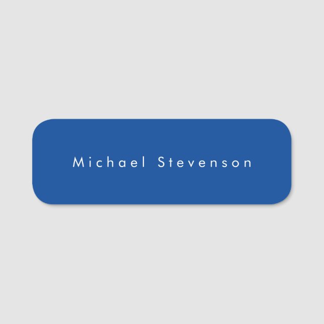 Deep Blue Trendy Modern Professional Name Tag (Front)