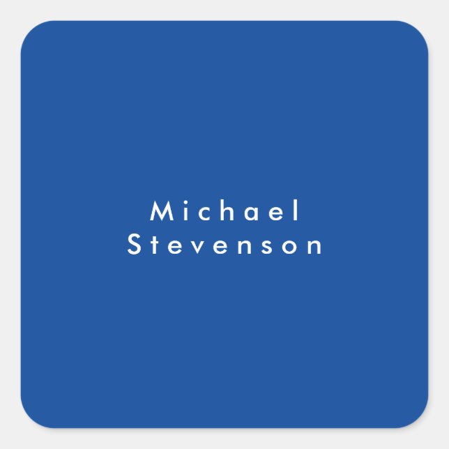 Deep Blue Trendy Modern Professional Square Sticker (Front)
