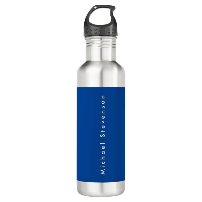 Deep Blue Trendy Modern Professional Stainless Steel Water Bottle (Front)